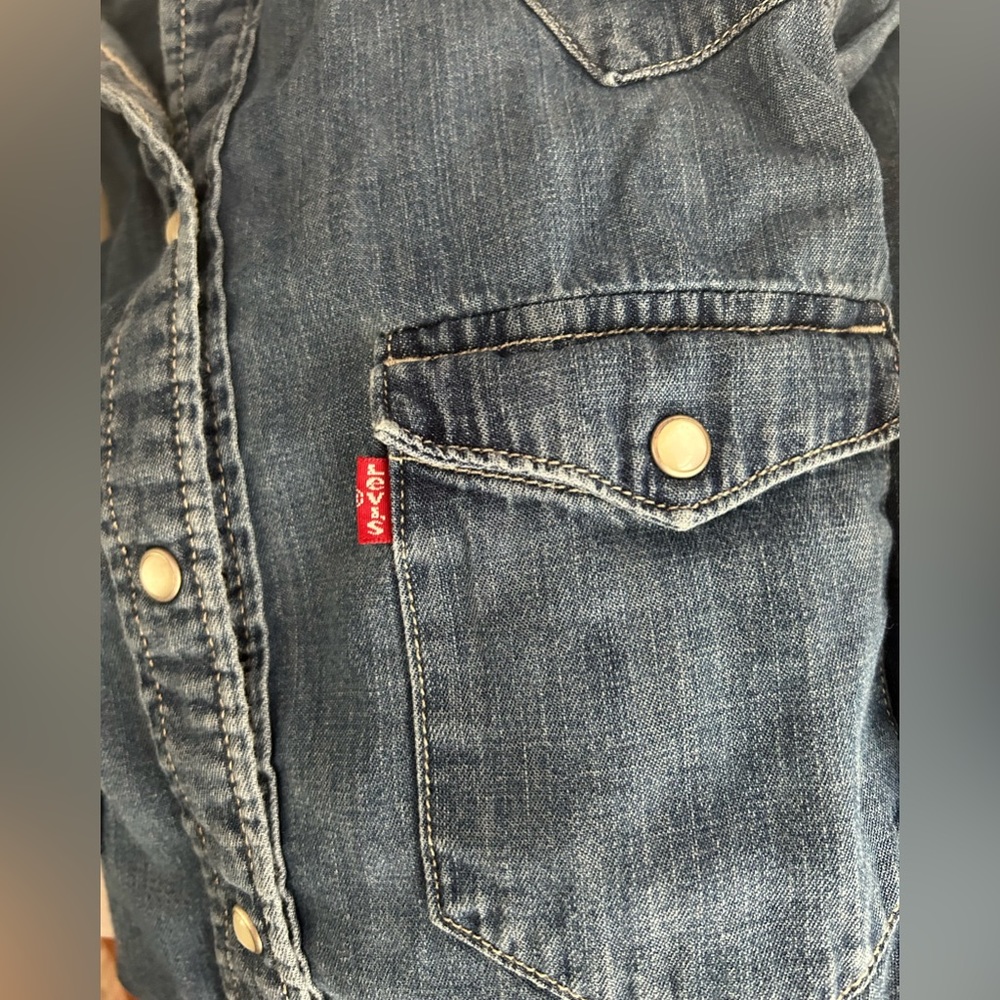 Women denim blue long sleeve dress LIVES - Picture 3 of 4